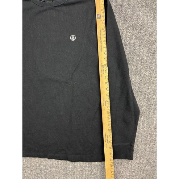 Volcom Shirt Mens XL Black Waffle Knit Long Sleeve Thermal Logo Top - Picture 3 of 6
